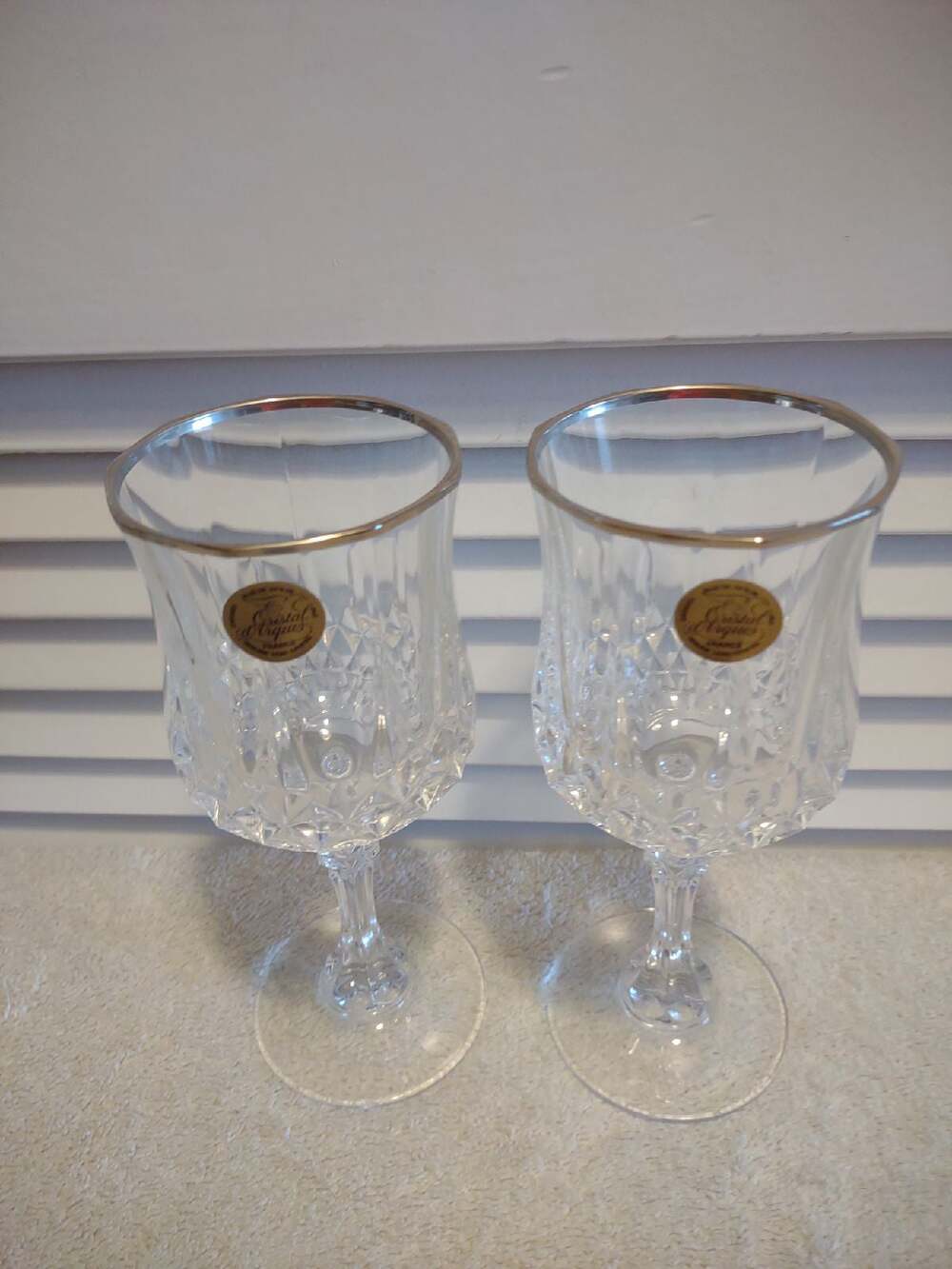 Cristal d'Arques lead crystal Longchamp red wine glasses goblets vintage